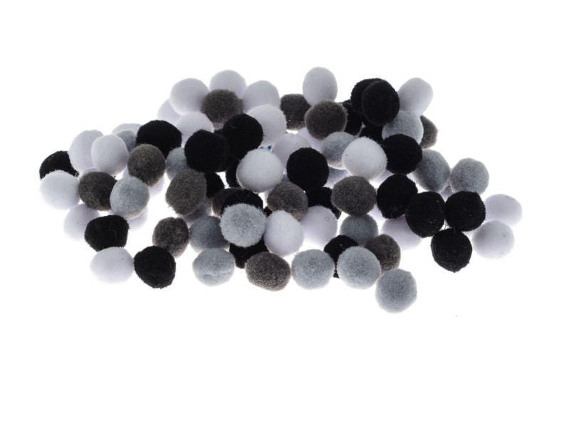 Pompony 10mm (100) POM14 odcienie szarego Brewis